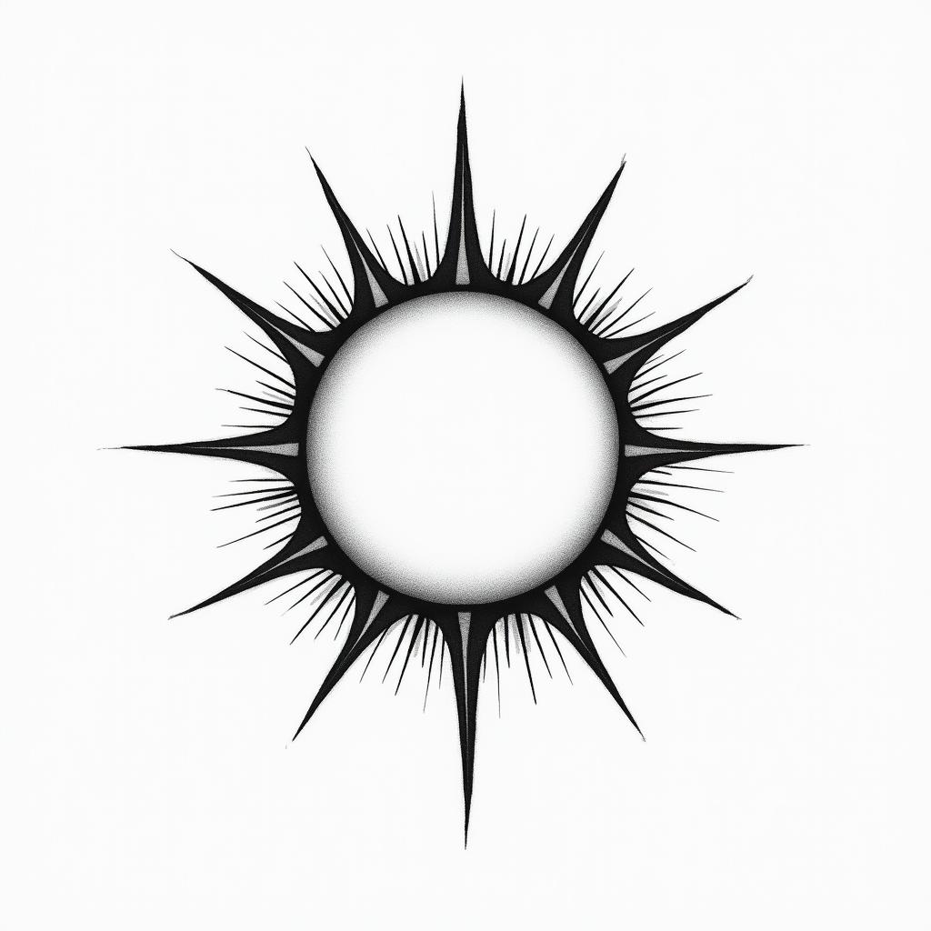 More dial sunin minimalist style tattoo, featuring simple shapes and fine lines, with minimal shading and details, tiny triangles, creating a sense of balance and harmony - Variation 4
