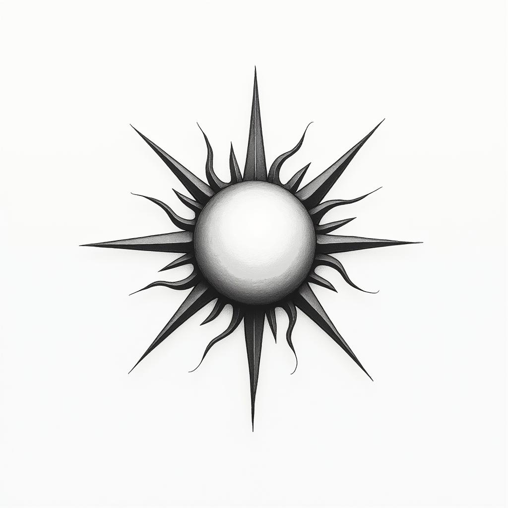 More dial sunin minimalist style tattoo, featuring simple shapes and fine lines, with minimal shading and details, tiny triangles, creating a sense of balance and harmony - Variation 2