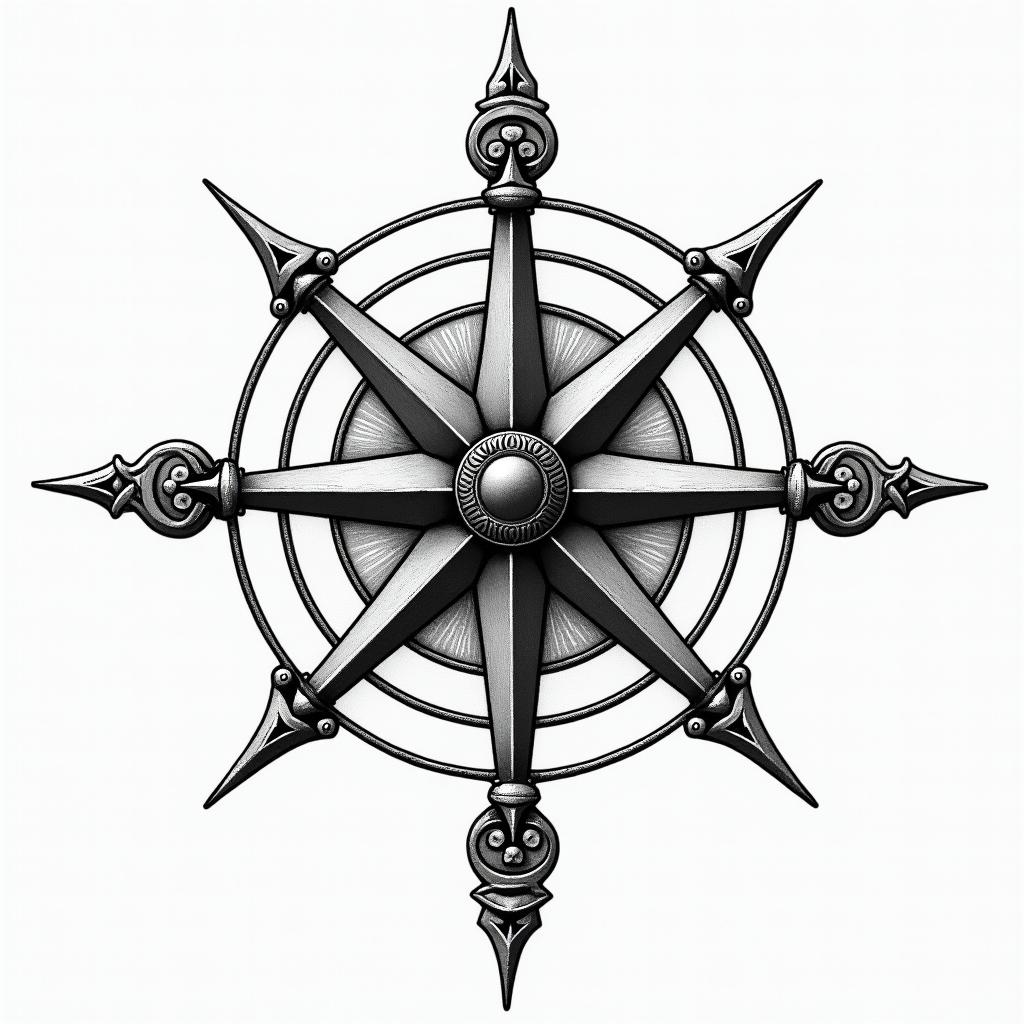 Compassin authentic tattoo style, incorporating traditional modifications, bold black outlines, solid color fills, featuring classic authentic elements - Variation 2