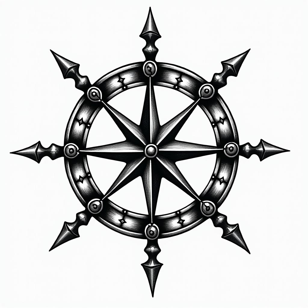 Compassin authentic tattoo style, incorporating traditional modifications, bold black outlines, solid color fills, featuring classic authentic elements - Variation 3