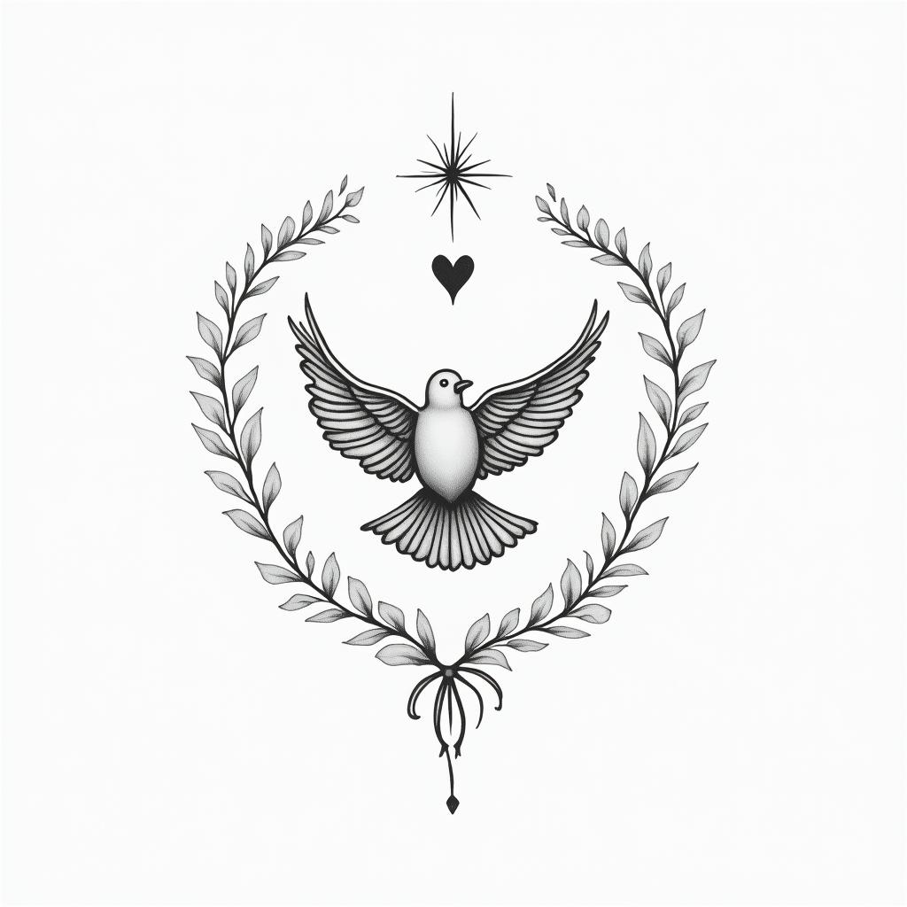 Live sea birdsin Modest style tattoo, featuring soft, delicate line work with simple and meaningful symbols, gentle waves, a heart, evoking a sense of serenity and grace, - Variation 2