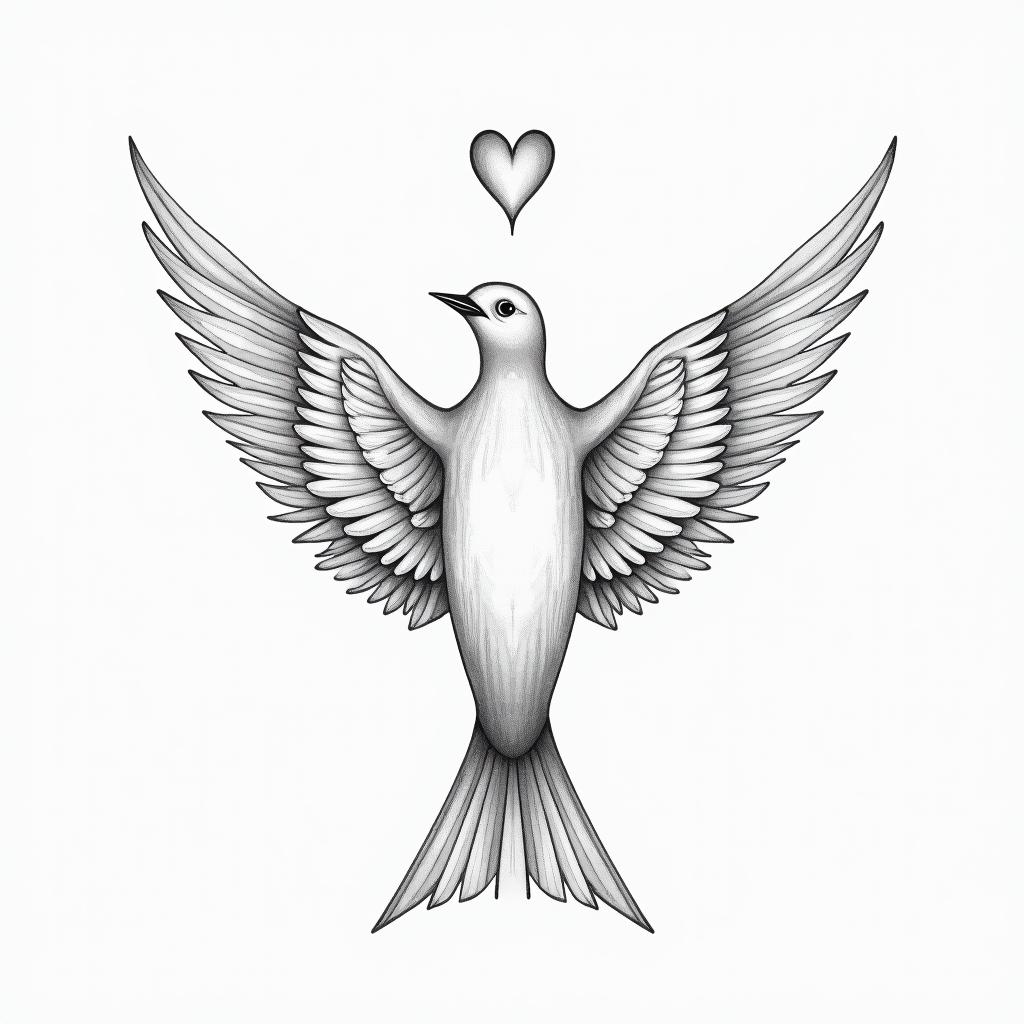 Live sea birdsin Modest style tattoo, featuring soft, delicate line work with simple and meaningful symbols, gentle waves, a heart, evoking a sense of serenity and grace, - Variation 4