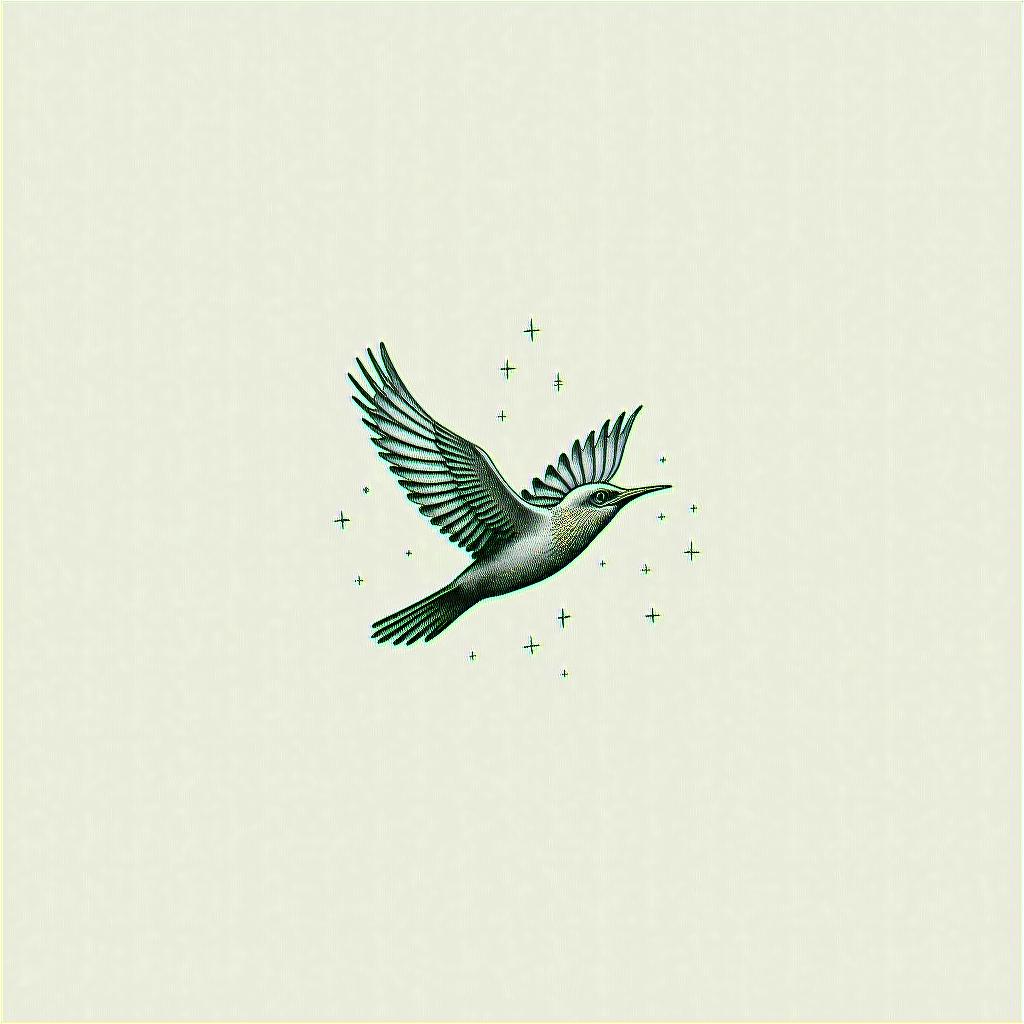 Live sea birdsin minimalist style tattoo, featuring simple shapes and fine lines, with minimal shading and details, tiny triangles, creating a sense of balance and harmony - Variation 3