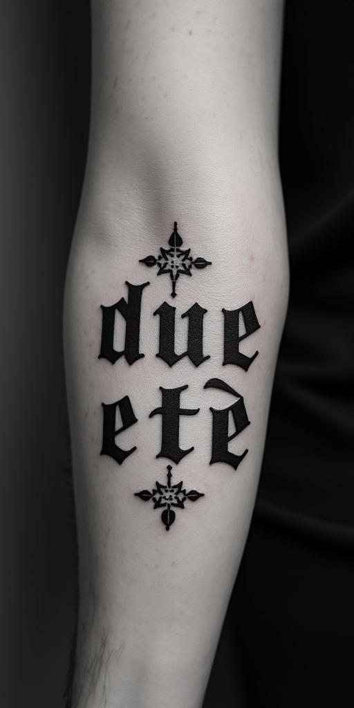 Hernándeztext-based tattoo, gothic font ultra-realistic, perfectly placed, high-quality font design, photo-realistic shading, 8k, high quality, finely detailed typography - Variation 3