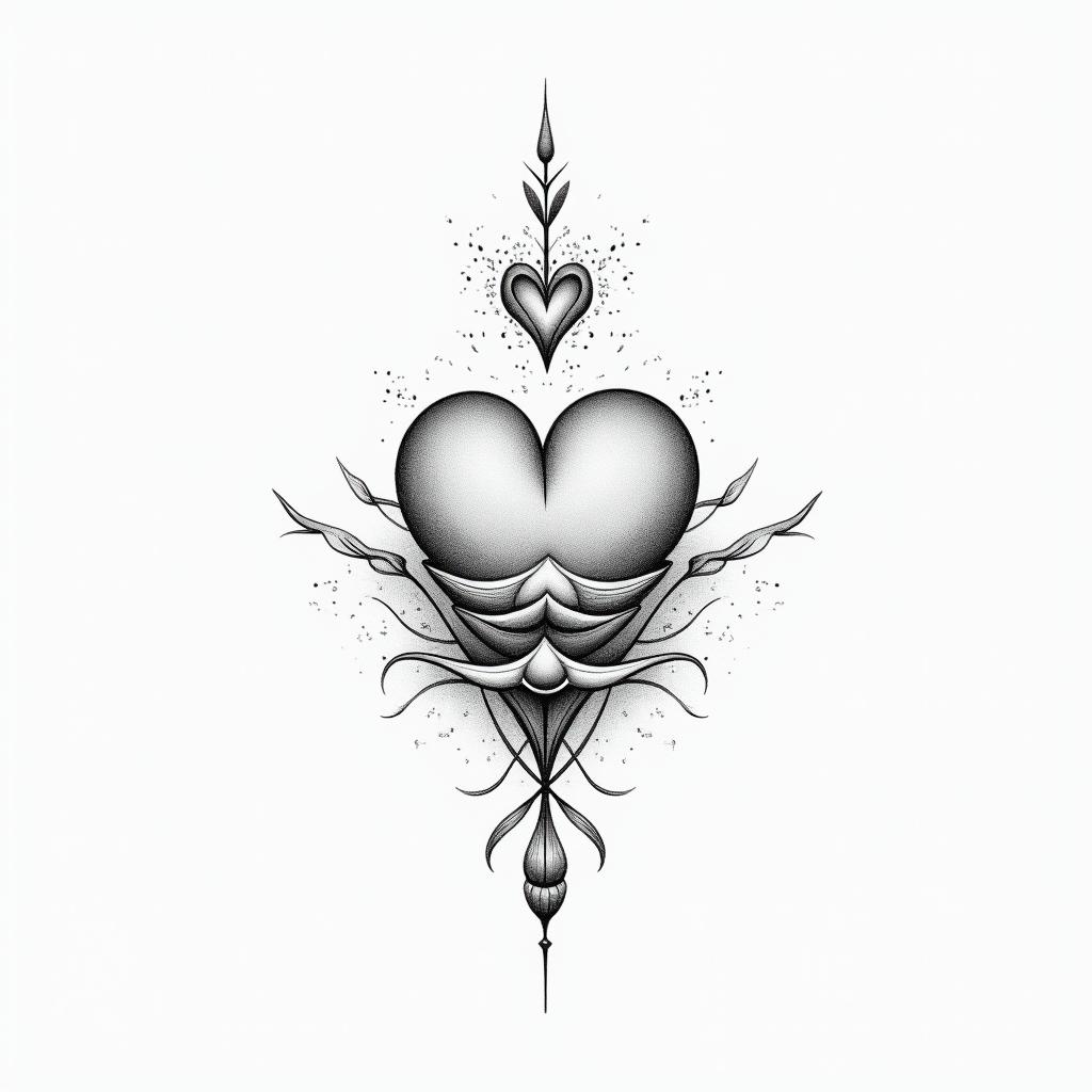Aston, Gemini, Bournemouthin Modest style tattoo, featuring soft, delicate line work with simple and meaningful symbols, gentle waves, a heart, evoking a sense of serenity and grace, - Variation 3