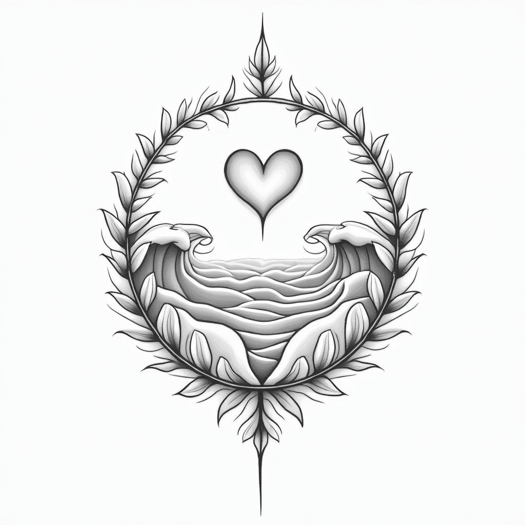 Geminiin Modest style tattoo, featuring soft, delicate line work with simple and meaningful symbols, gentle waves, a heart, evoking a sense of serenity and grace, - Variation 8