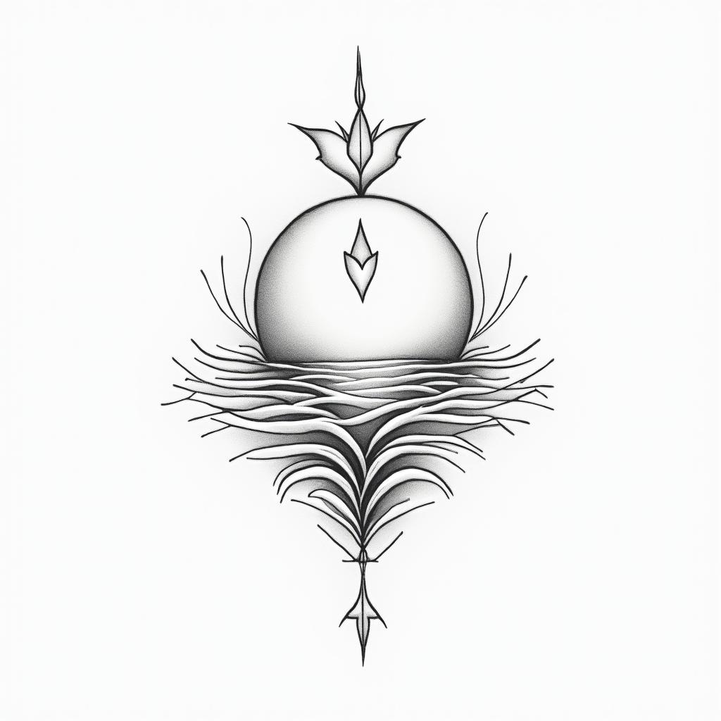 Geminiin Modest style tattoo, featuring soft, delicate line work with simple and meaningful symbols, gentle waves, a heart, evoking a sense of serenity and grace, - Variation 5