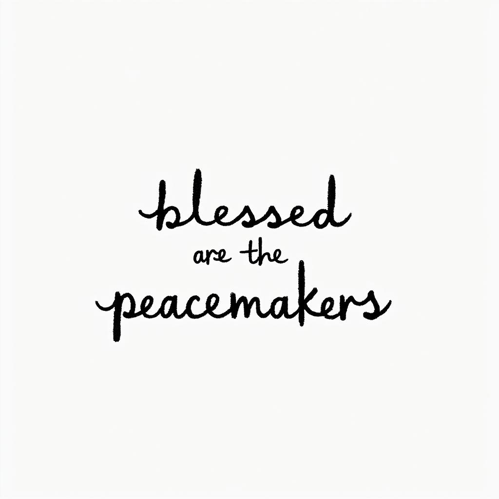 Blessed are the Peacemakersminimalist text-based tattoo, Monospace font ultra-realistic, perfectly placed, high-quality font design, photo-realistic shading, 8k, high quality, finely detailed typograph - Variation 2