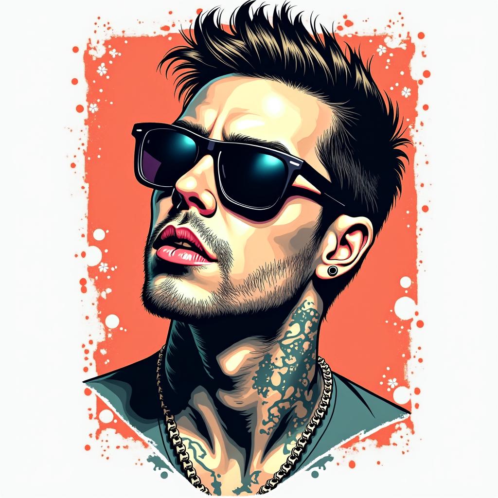 Thug shitin pop art style tattoo, featuring bold and vibrant colors, exaggerated outlines, iconic imagery, inspired by comic books and speech bubbles, comic book characters, retro pop culture - Variation 3