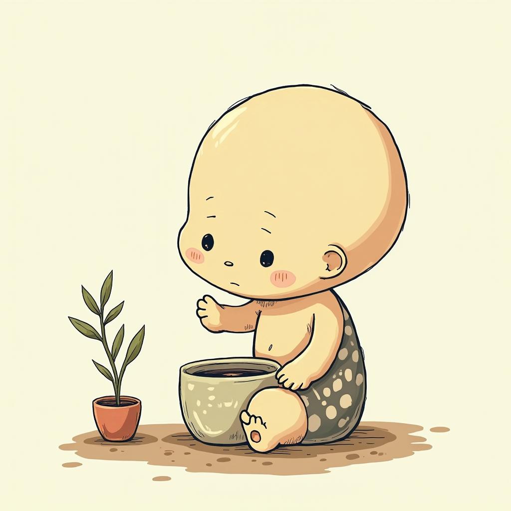 ChatGhibli, Studio Ghibli aesthetic, hand-drawn anime style, retro nostalgic atmosphere, retro soft pastel color palette with earthy tones, retro Japanese cinematic shot, yellow tint effect, bald character, smooth surface, anime shadow 90's anime style - Variation 3