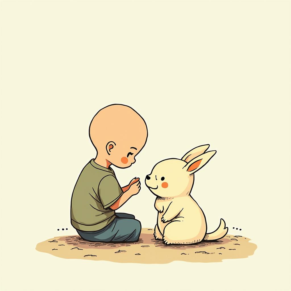 ChatGhibli, Studio Ghibli aesthetic, hand-drawn anime style, retro nostalgic atmosphere, retro soft pastel color palette with earthy tones, retro Japanese cinematic shot, yellow tint effect, bald character, smooth surface, anime shadow 90's anime style - Variation 2