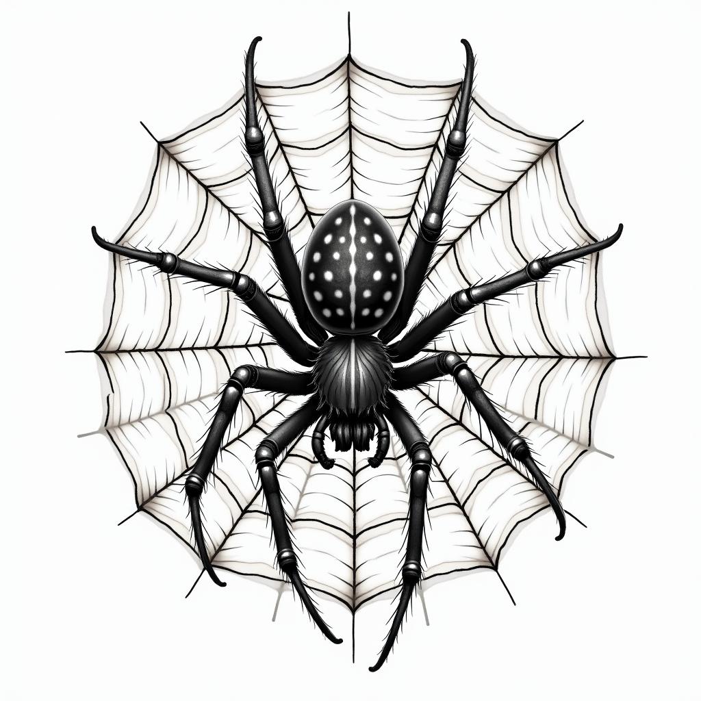 Small spider on web with lots of flowersin japanese style tattoo, detailed tattoo, traditional japanese culture tattoo, mythology, 8k - Variation 20