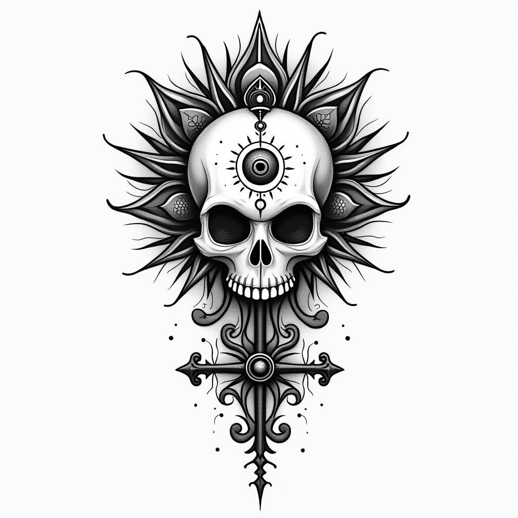 Cancer, anime, Matthew, one piecein spiritual symbols tattoo style, featuring an intricate design incorporating elements, Hamsa hand, third eye, minimalist composition - Variation 2