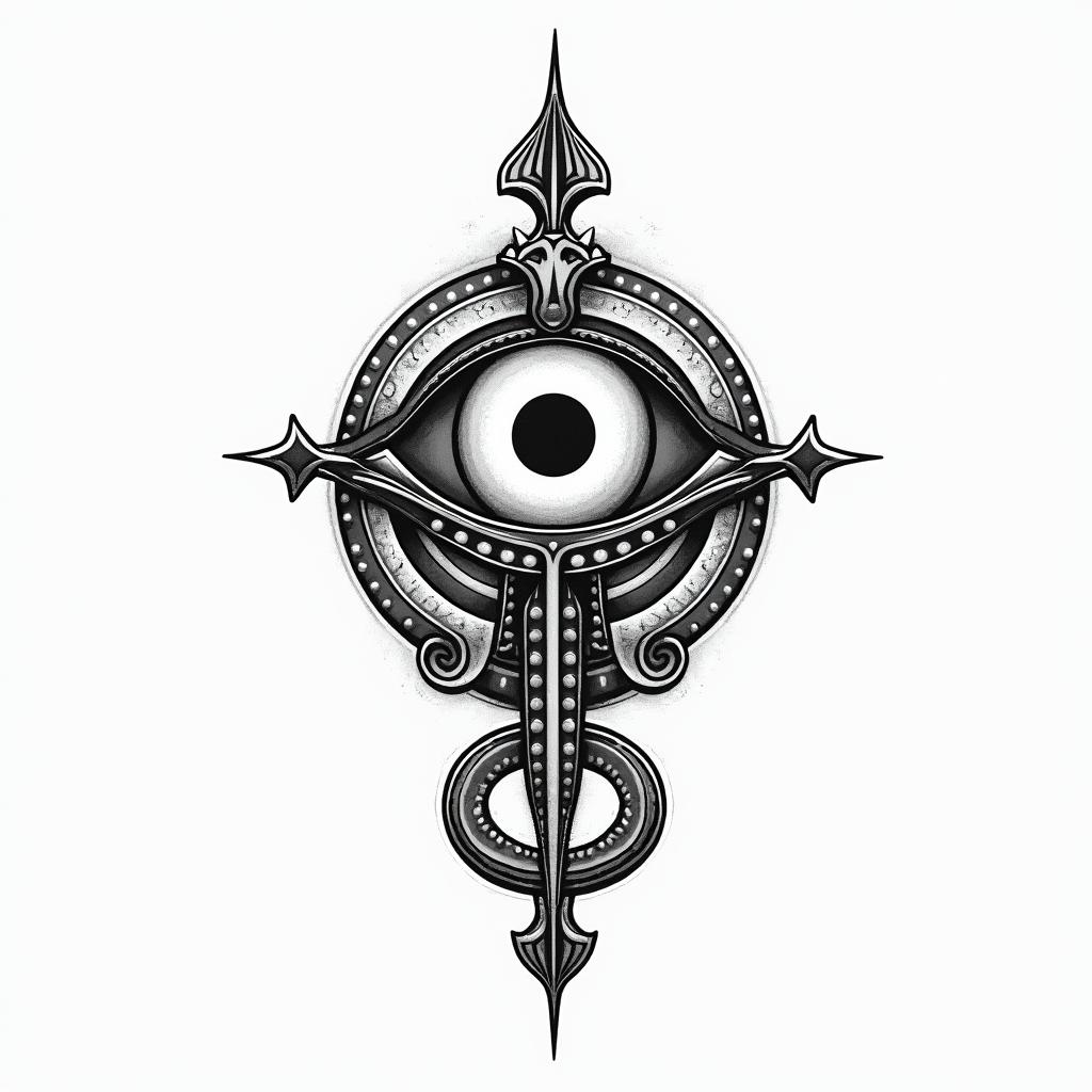 Cancer, anime, Matthew, one piecein spiritual symbols tattoo style, featuring an intricate design incorporating elements, Hamsa hand, third eye, minimalist composition - Variation 3