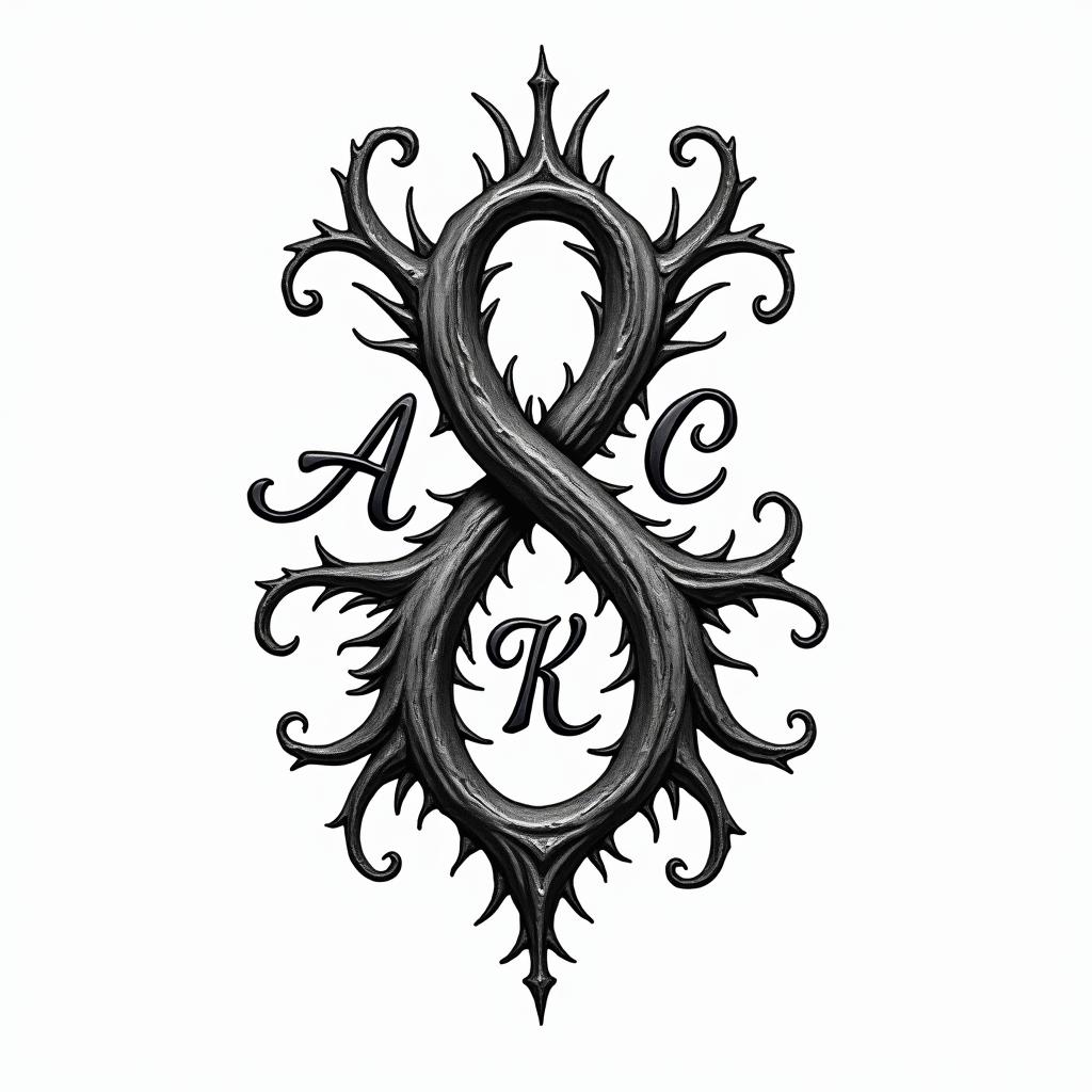 Letters a, e, c, v, h intertwined.in bohemian style tattoo, 8k - Variation 2