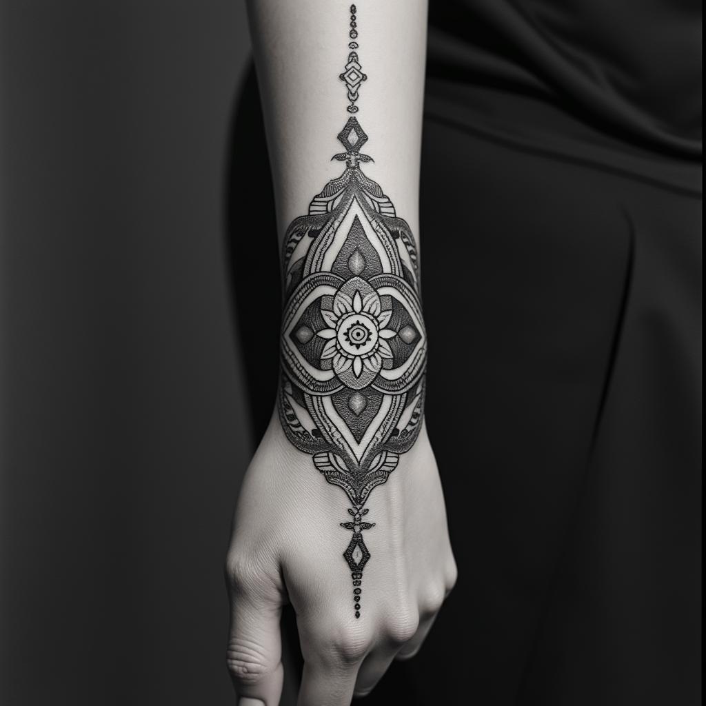 Letters a, e, c, v, h in a mandala.in bohemian style tattoo, 8k