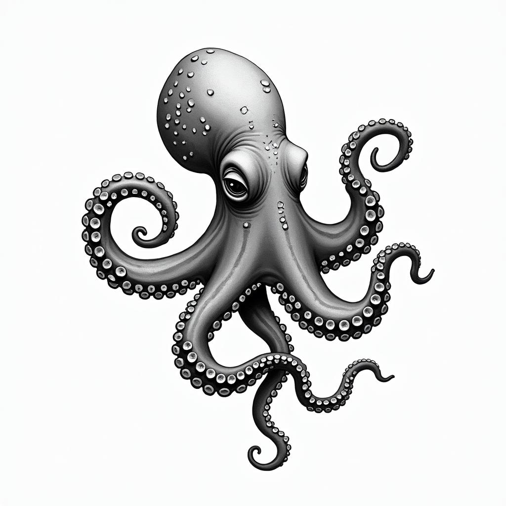 Feminine octopusin new school tattoo, pop culture, modern, detailed tattoo, illustrative - Variation 3