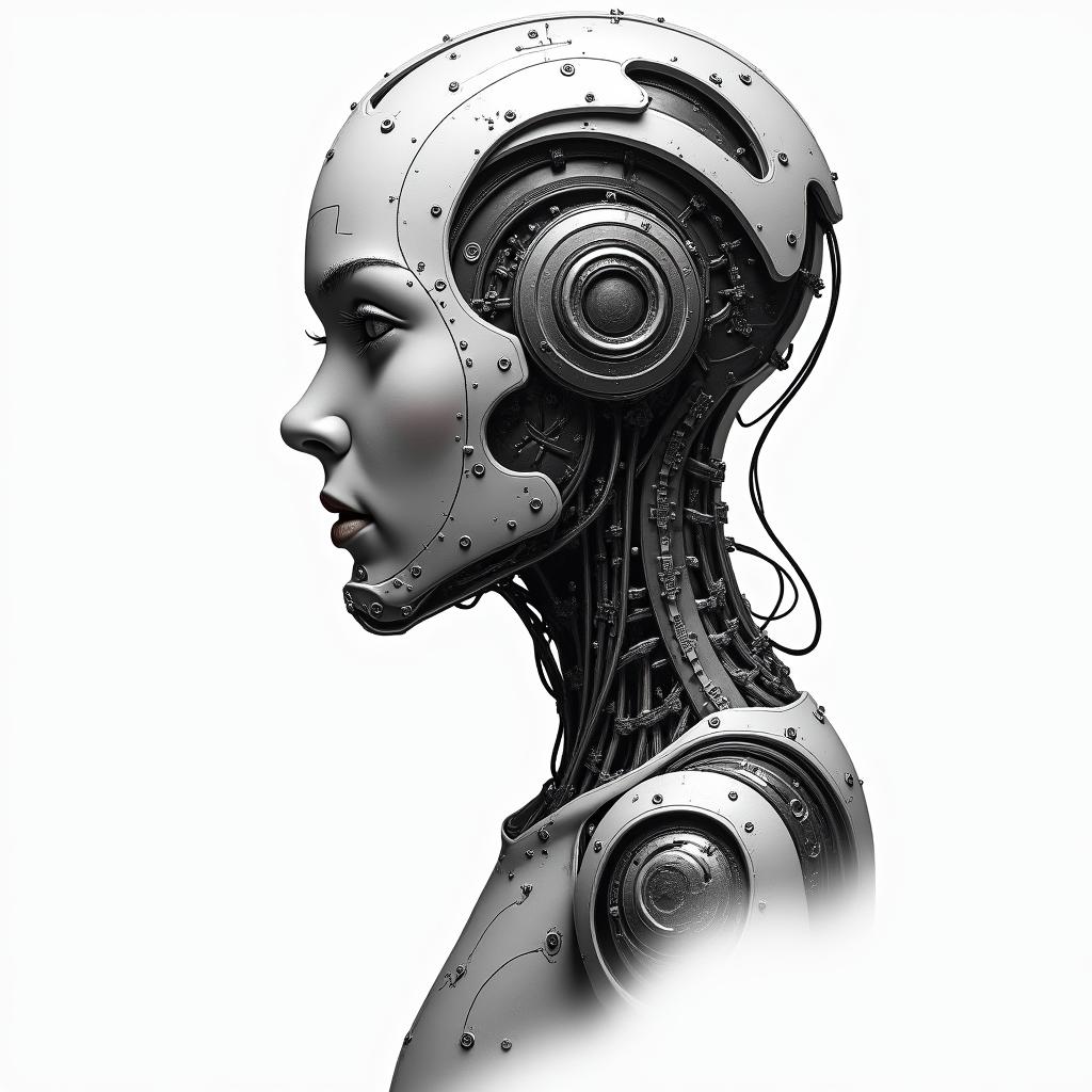 wacu 1986tattoo in biomechanic style, the tattoo covered by robotic elements of futuristic cyberpunk design, robotic features detail, showcasing intricate mechanical components