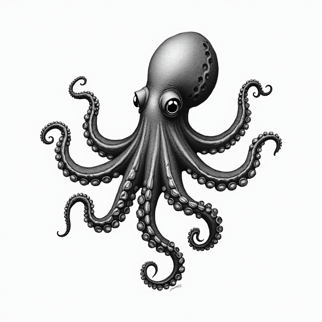 Feminine octopusin bohemian style tattoo, 8k - Variation 2