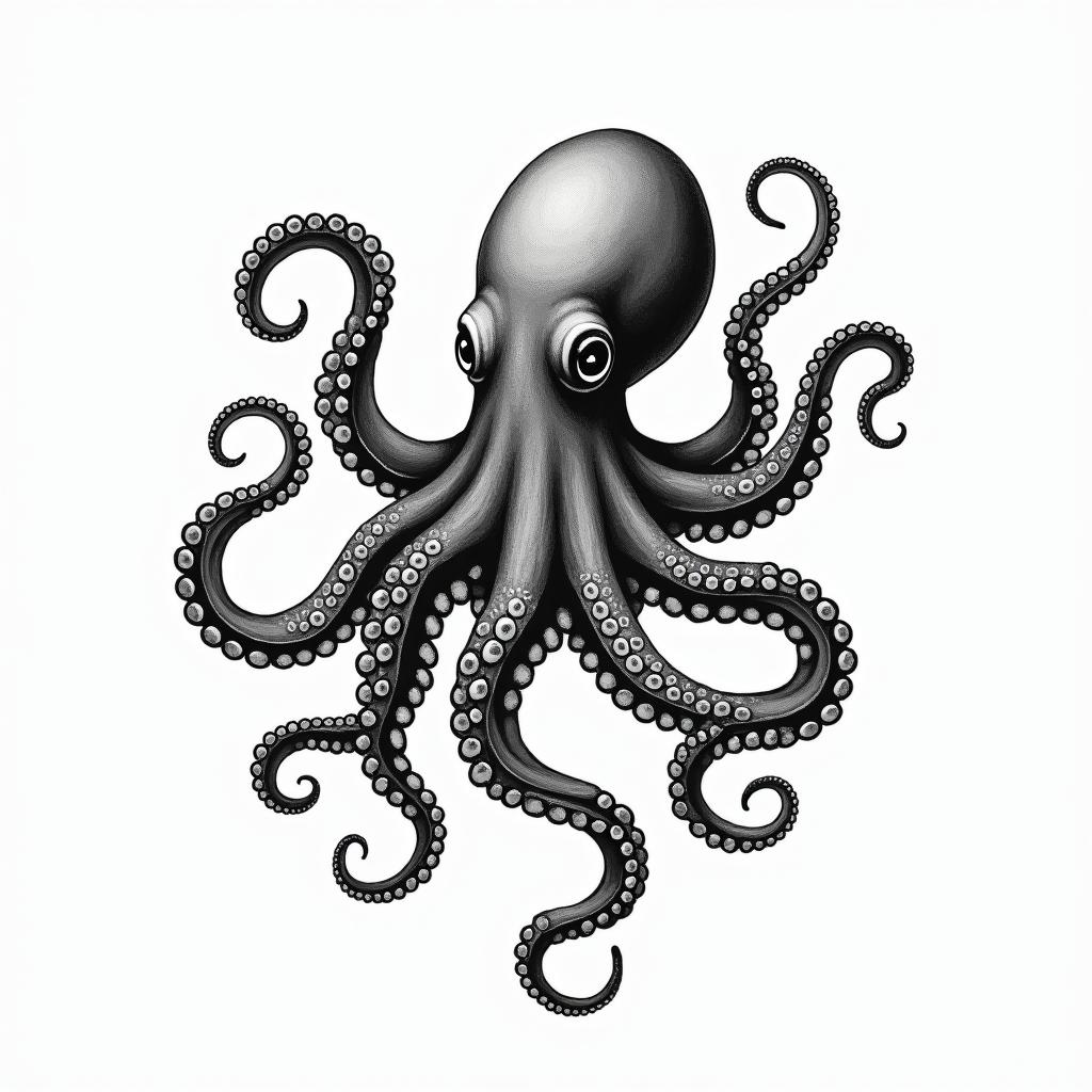 Feminine octopusin bohemian style tattoo, 8k - Variation 4