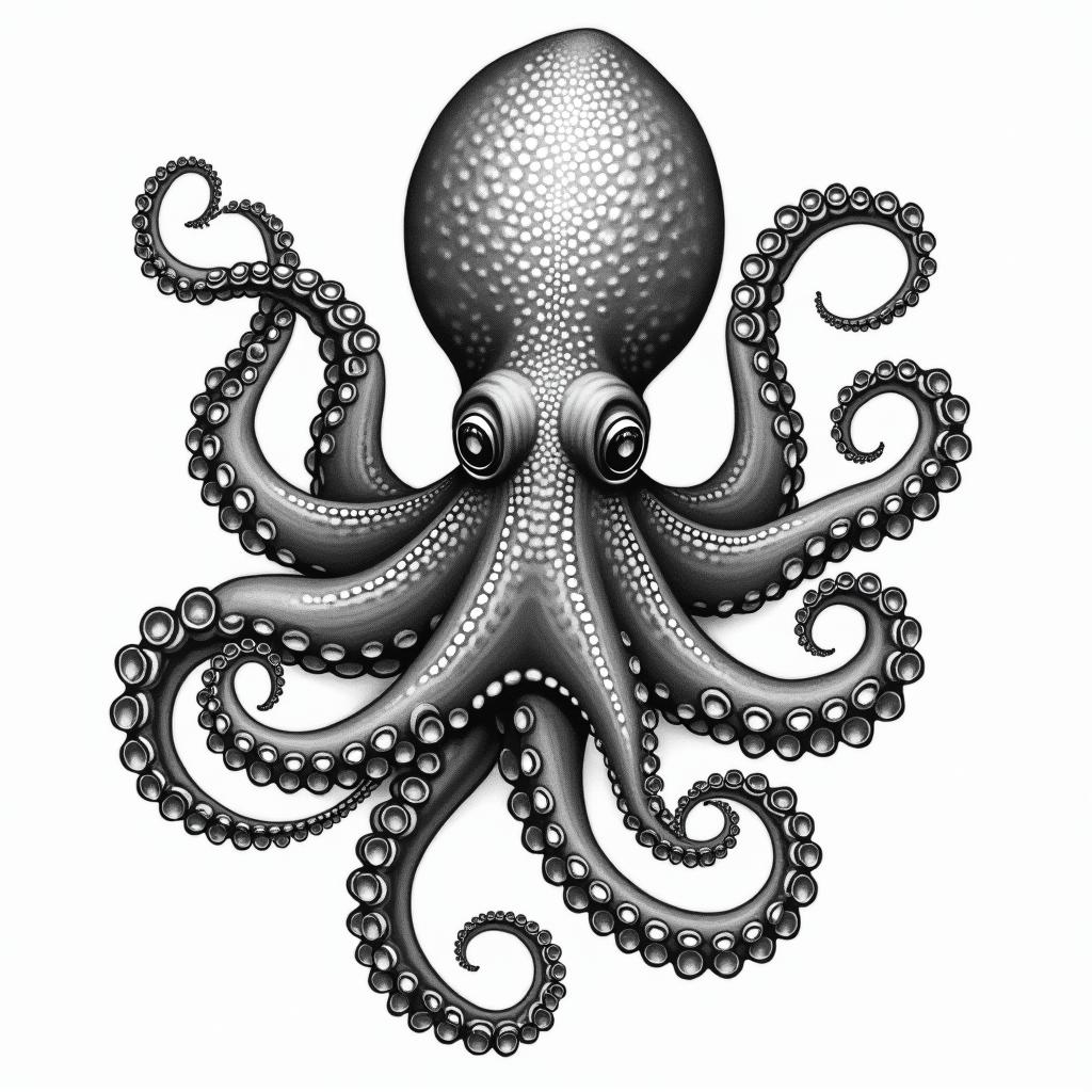 Feminine octopusin bohemian style tattoo, 8k - Variation 3