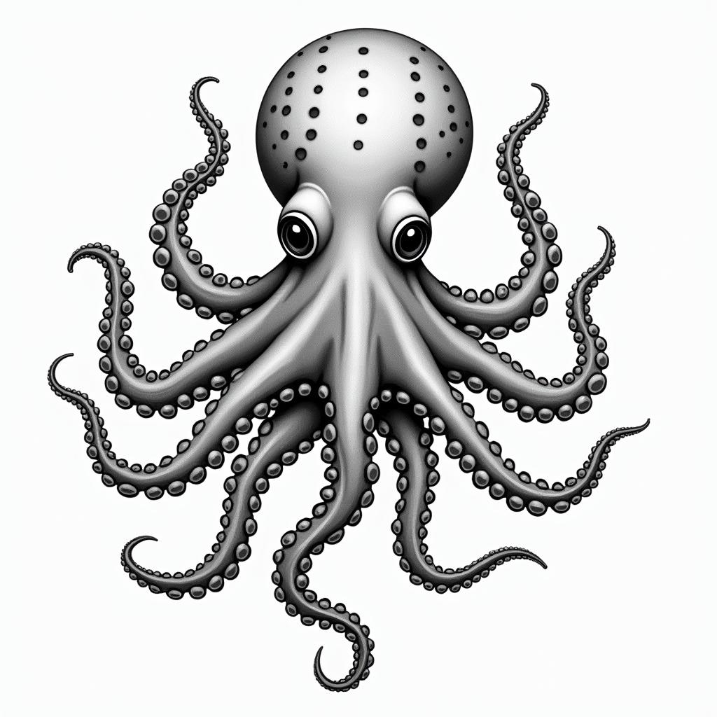 Feminine, cute octopusin bohemian style tattoo, 8k - Variation 2