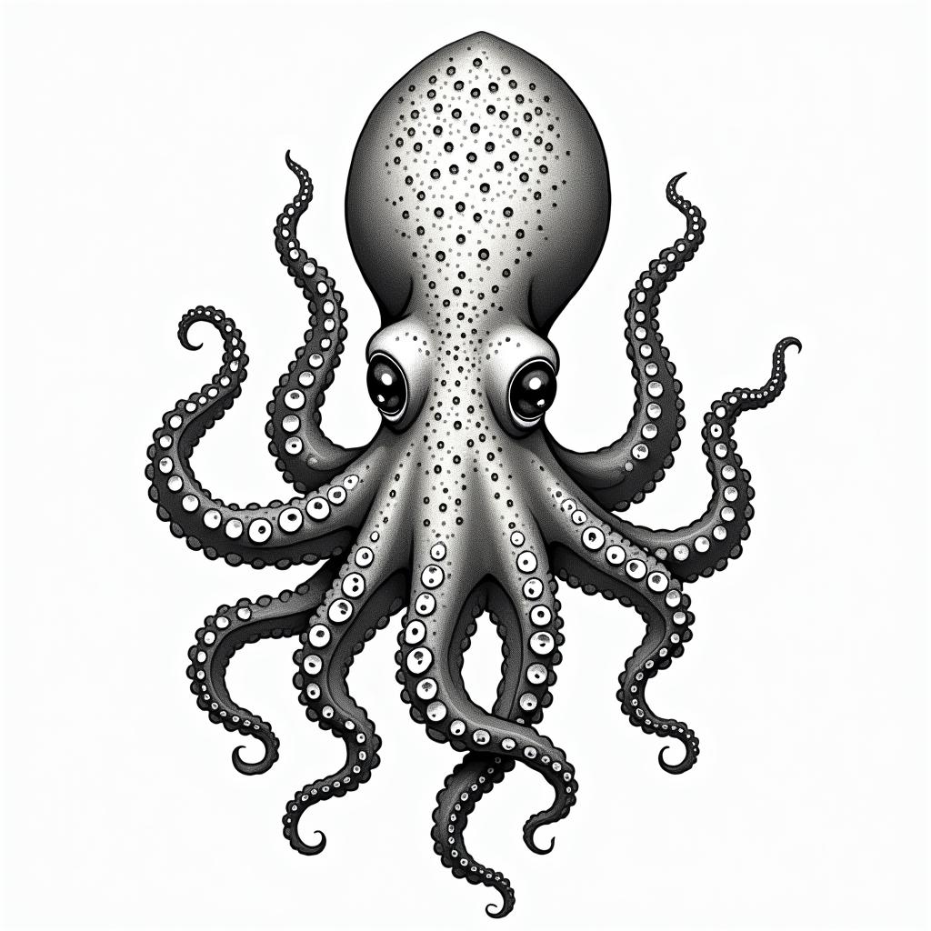 Feminine, cute octopusin bohemian style tattoo, 8k - Variation 3