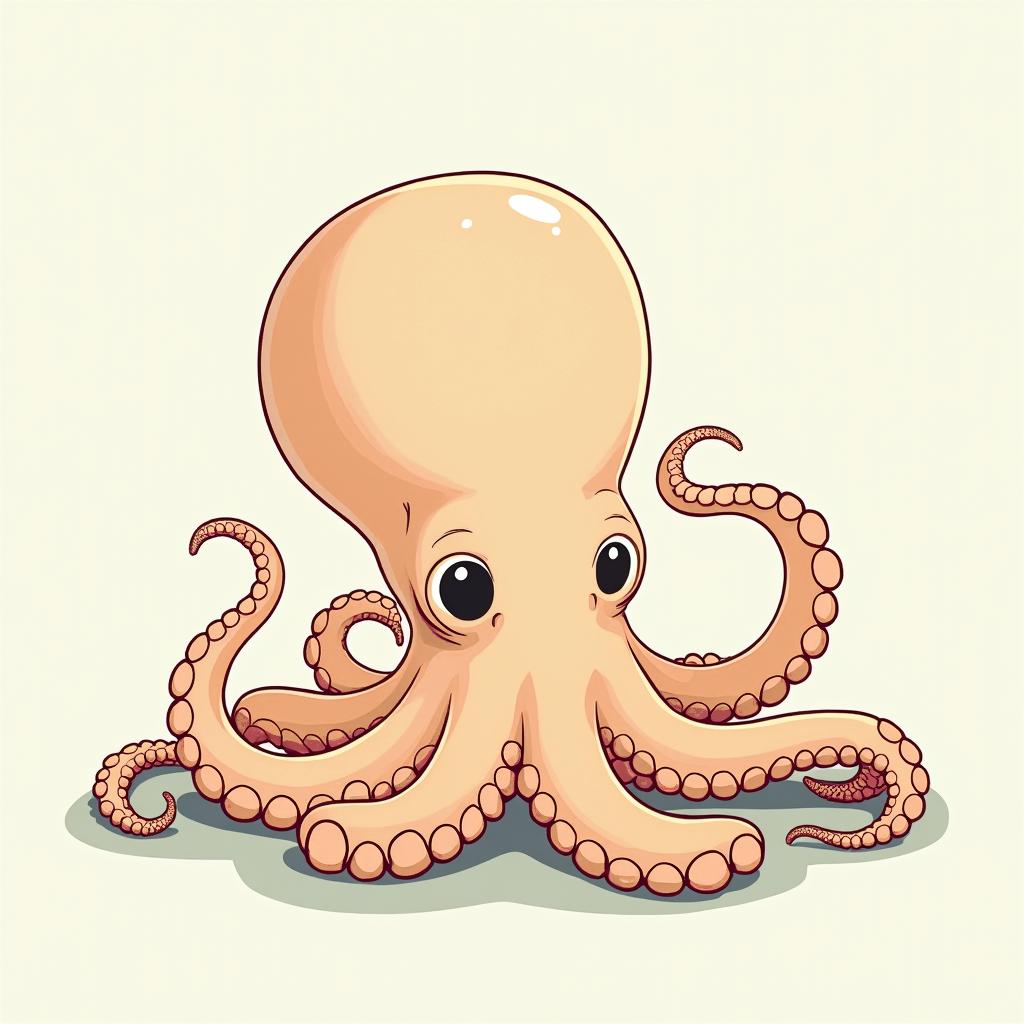 Feminine, cute octopusGhibli, Studio Ghibli aesthetic, hand-drawn anime style, retro nostalgic atmosphere, retro soft pastel color palette with earthy tones, retro Japanese cinematic shot, yellow tint effect, bald character, smooth surface, anime shadow 90's anime style - Variation 3