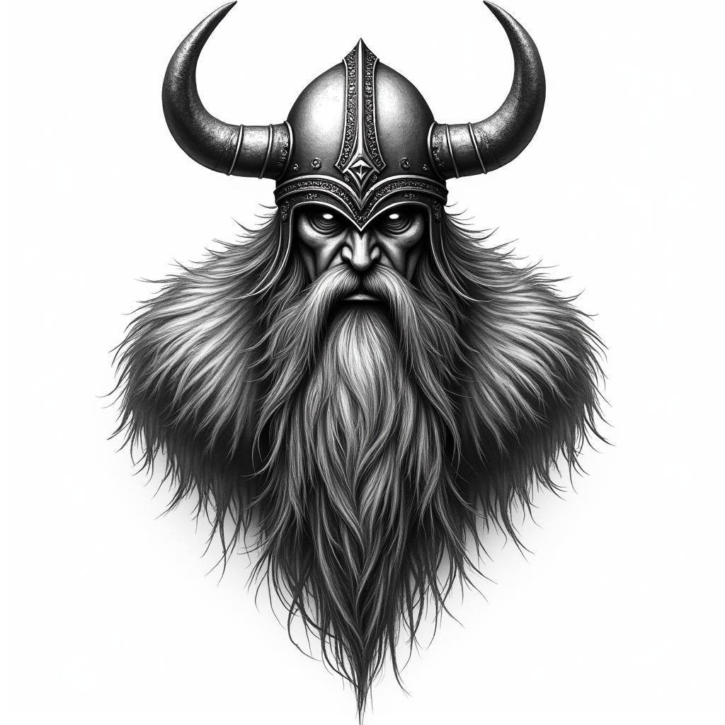 Fierce Viking with intricate helmet designtext-based tattoo, gothic font ultra-realistic, perfectly placed, high-quality font design, photo-realistic shading, 8k, high quality, finely detailed typography - Variation 8