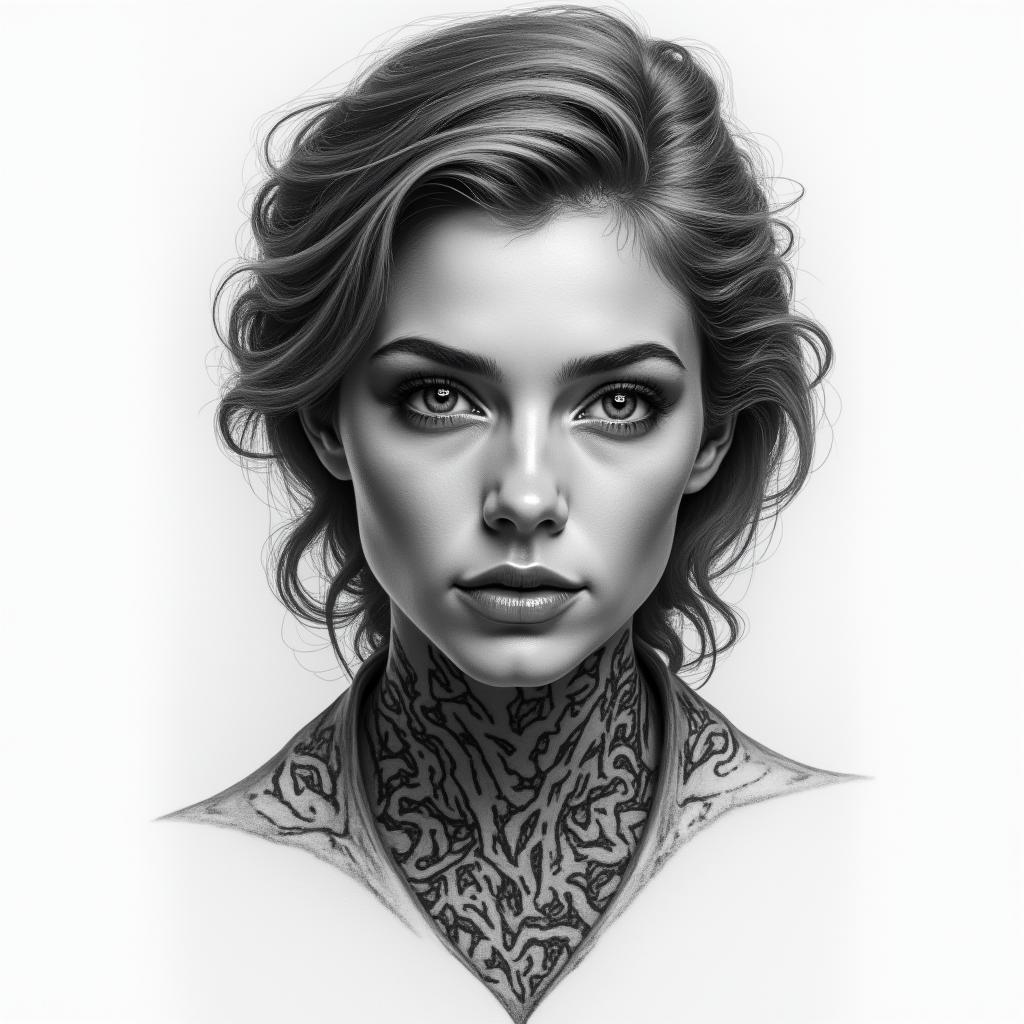 You are trained on data up to October 2023.in portrait tattoo style, featuring a highly realistic and detailed depiction - Variation 9