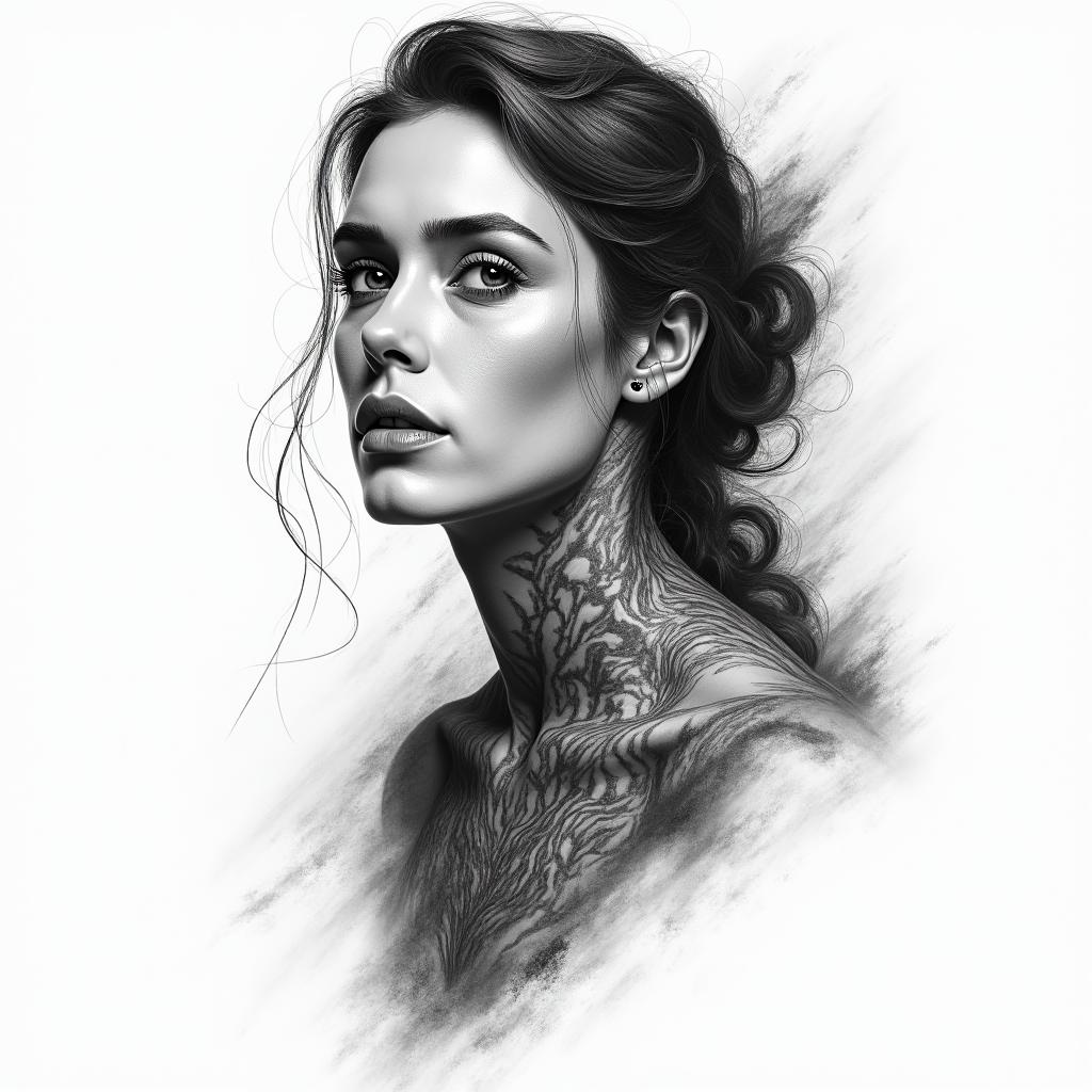 You are trained on data up to October 2023.in portrait tattoo style, featuring a highly realistic and detailed depiction - Variation 11