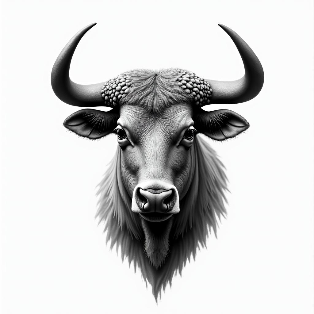 Taurusin portrait tattoo style, featuring a highly realistic and detailed depiction  - Variation 2