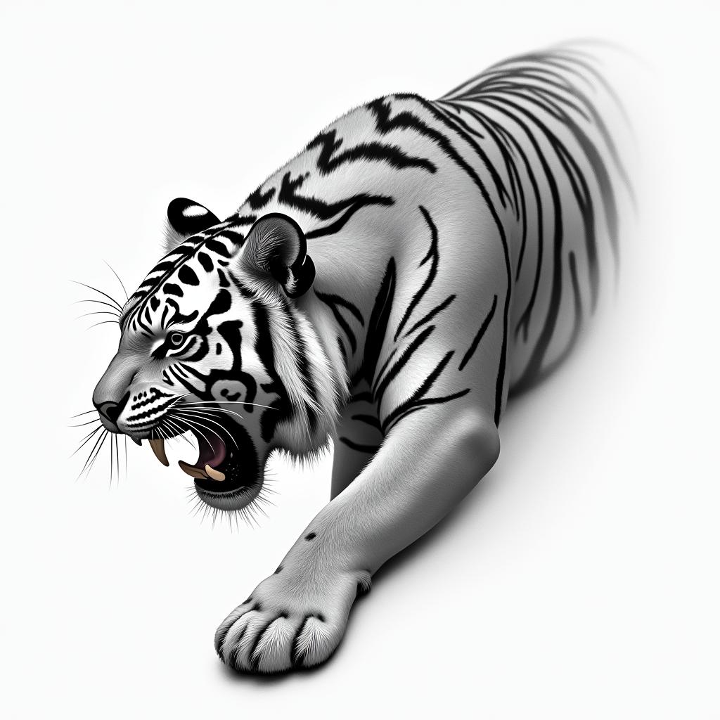 A tiger that’s stretched outhigly detailed tattoo - Variation 6