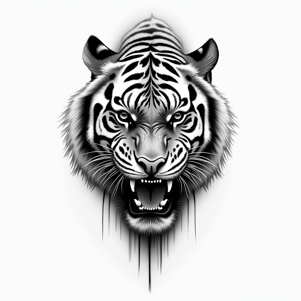 A tiger that’s stretched outhigly detailed tattoo - Variation 8