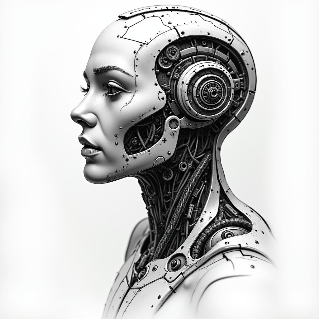 Bowlingtattoo in biomechanic style, the tattoo covered by robotic elements of futuristic cyberpunk design, robotic features detail, showcasing intricate mechanical components - Variation 3