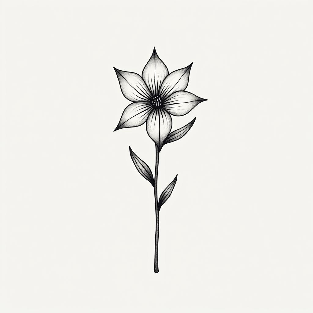 Delicate Hyacinth flower for inner wrist with a 69 for cancer symbol astrologyin minimalist style tattoo, featuring simple shapes and fine lines, with minimal shading and details, tiny triangles, creating a sense of balance and harmony