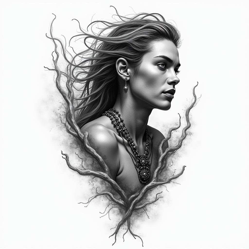 Strength tenacity power generous realisticin bohemian style tattoo, 8k - Variation 5