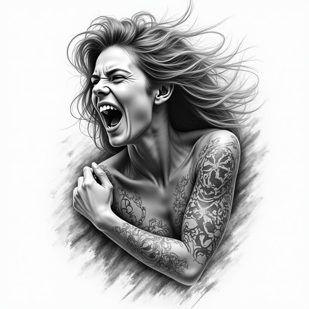 Strength tenacity power generous realisticin bohemian style tattoo, 8k - Variation 7