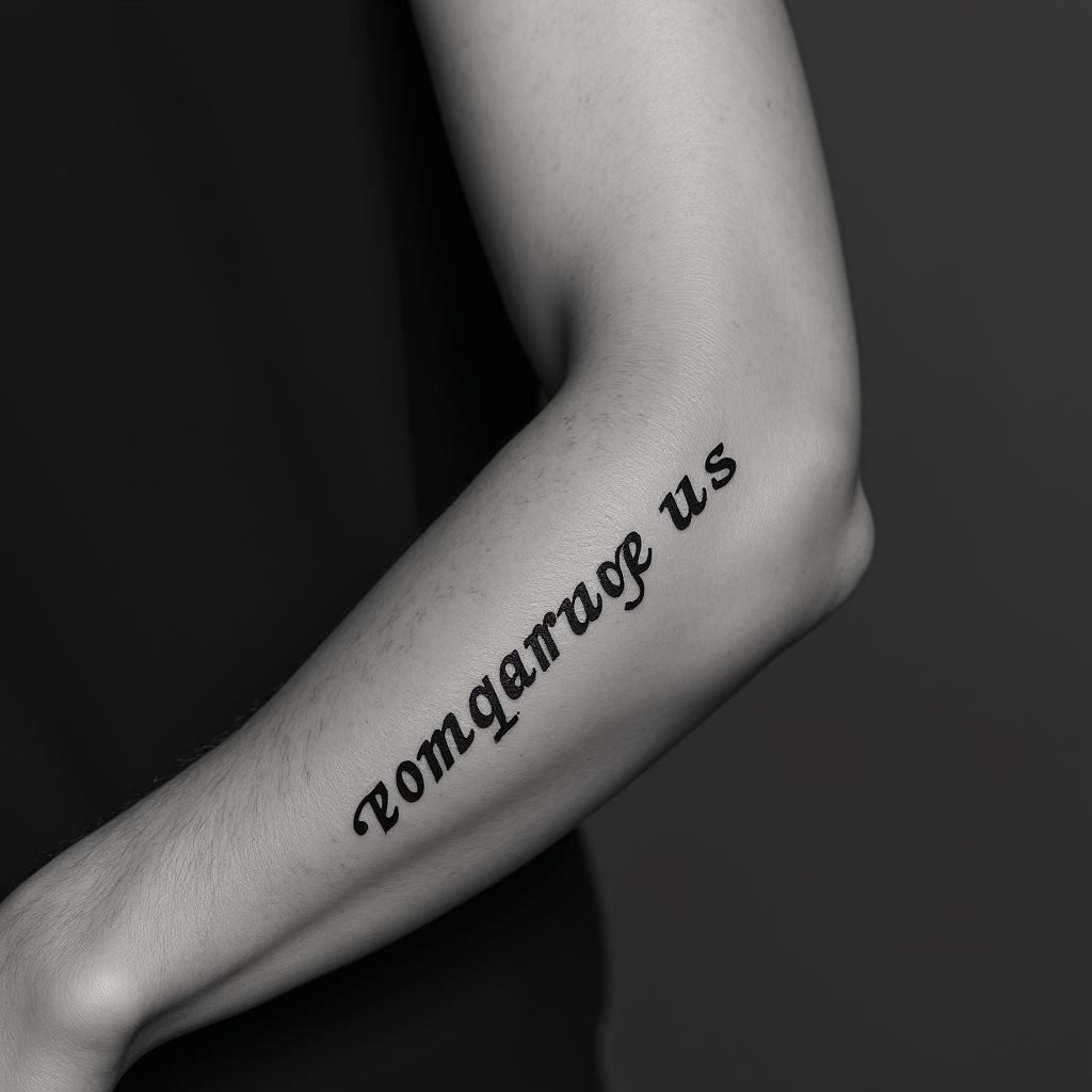 Unique nameminimalist text-based tattoo, Monospace font ultra-realistic, perfectly placed, high-quality font design, photo-realistic shading, 8k, high quality, finely detailed typograph - Variation 7