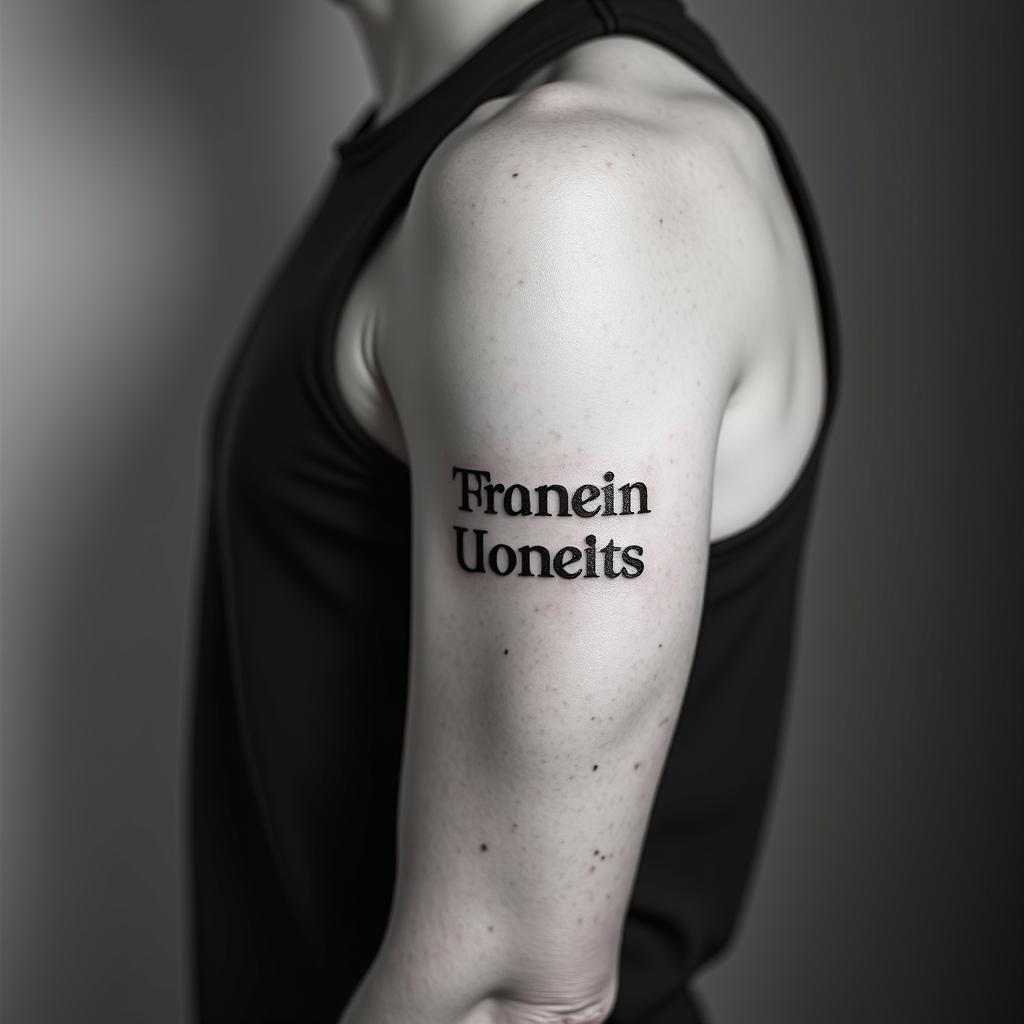 Unique nameminimalist text-based tattoo, Monospace font ultra-realistic, perfectly placed, high-quality font design, photo-realistic shading, 8k, high quality, finely detailed typograph - Variation 3