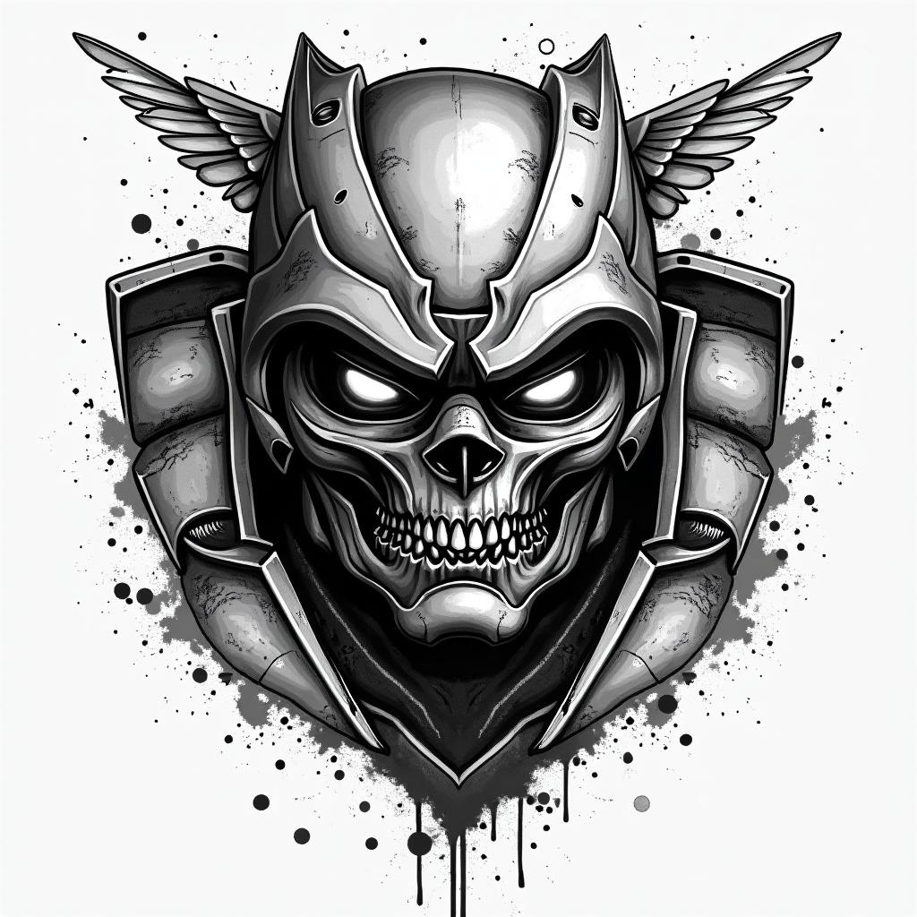 Doom slayer battling halo master chiefin graffiti style tattoo, featuring bold and dynamic street art elements, spray-paint texture with exaggerated lines and expressive, chaotic brushstrokes, intricate lettering incorporated with graffiti tags, symbols like hearts, stars, and wings - Variation 2