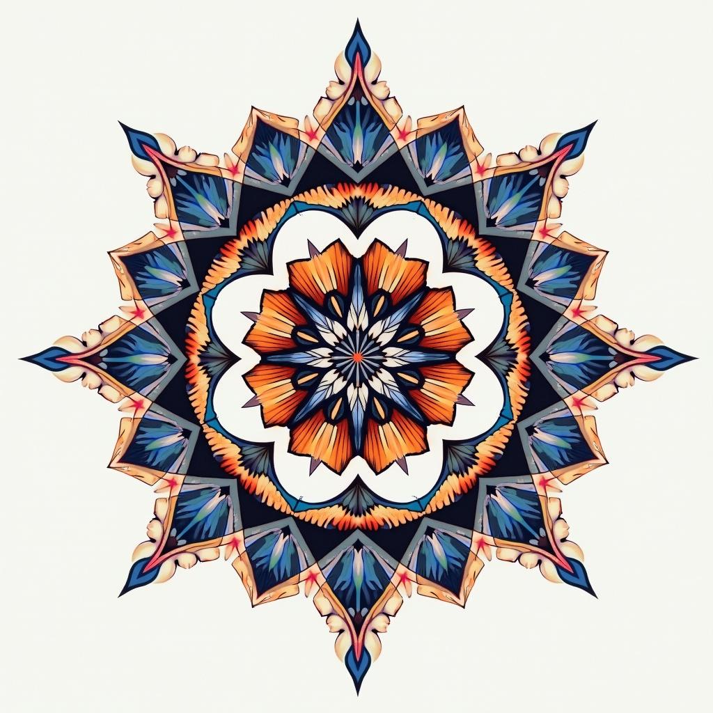 May 2 1973 1:32pm in geometric style tattoo, blending hexagons, mandala-inspired patterns, symmetrical and fractal design, clean lines, sharp angles - Variation 3