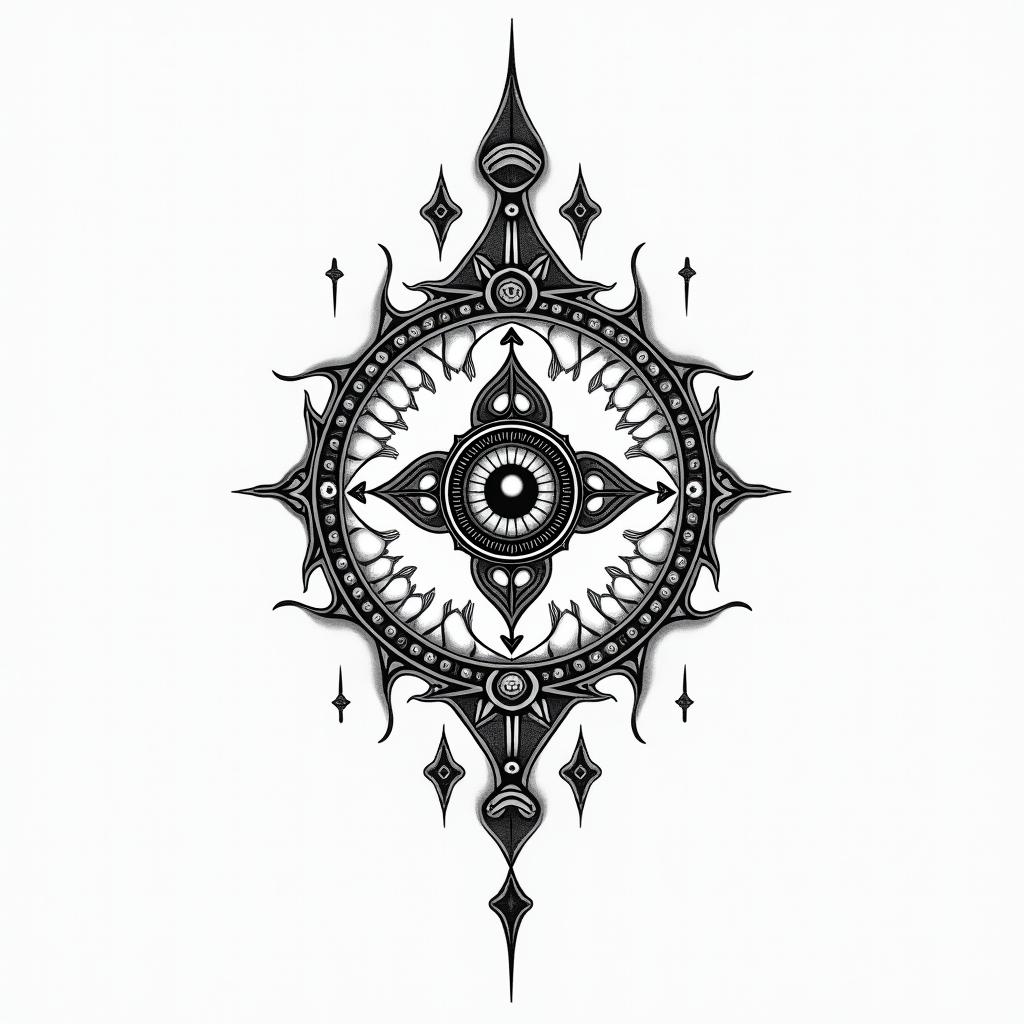Luis Angel, Escorpio, Sinaloain spiritual symbols tattoo style, featuring an intricate design incorporating elements, Hamsa hand, third eye, minimalist composition
