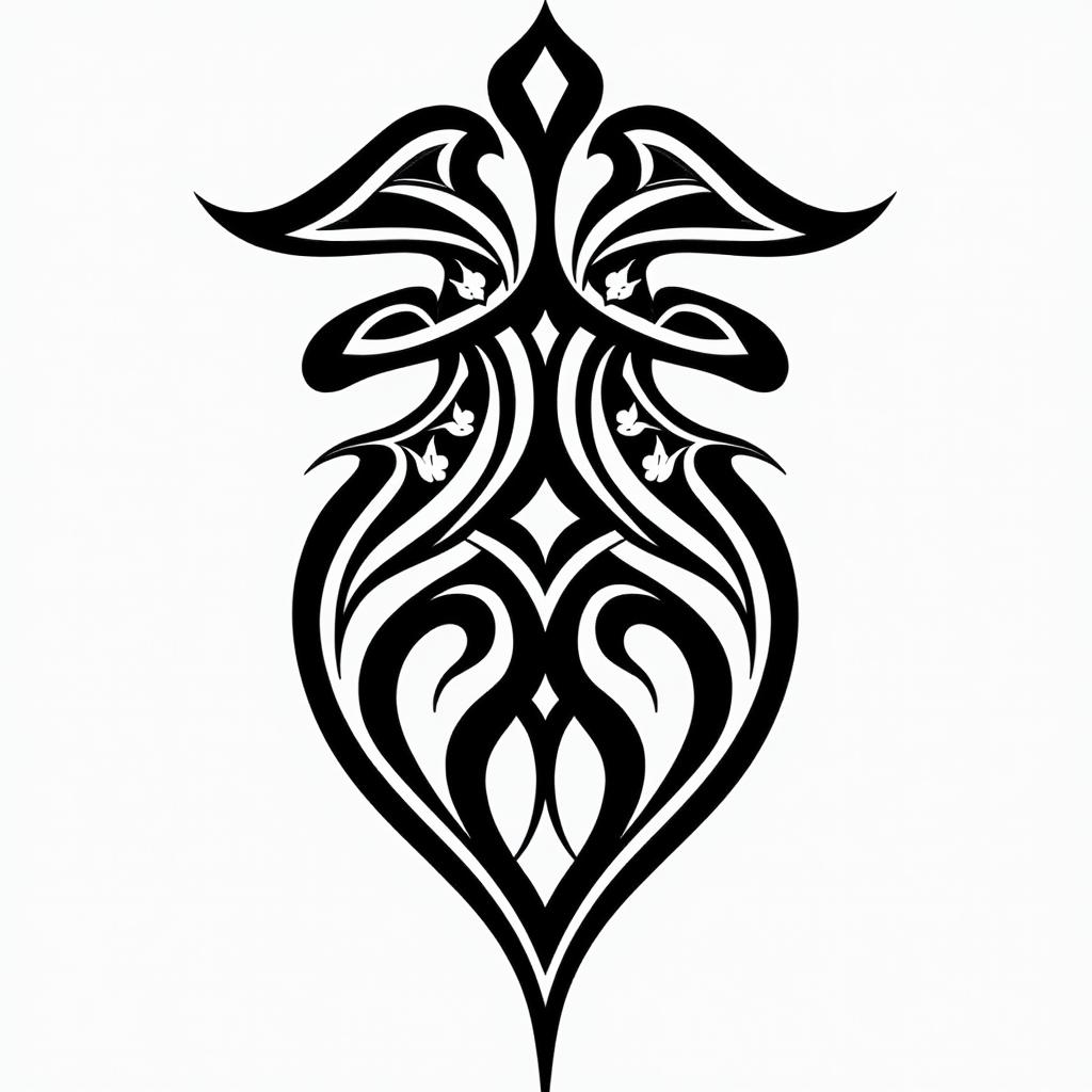 Mom memorialin tribal tattoo style, featuring bold and black geometric shapes, curved lines, intertwine and flow seamlessly, creating a powerful and symbolic design, polynesian and maori styles - Variation 4