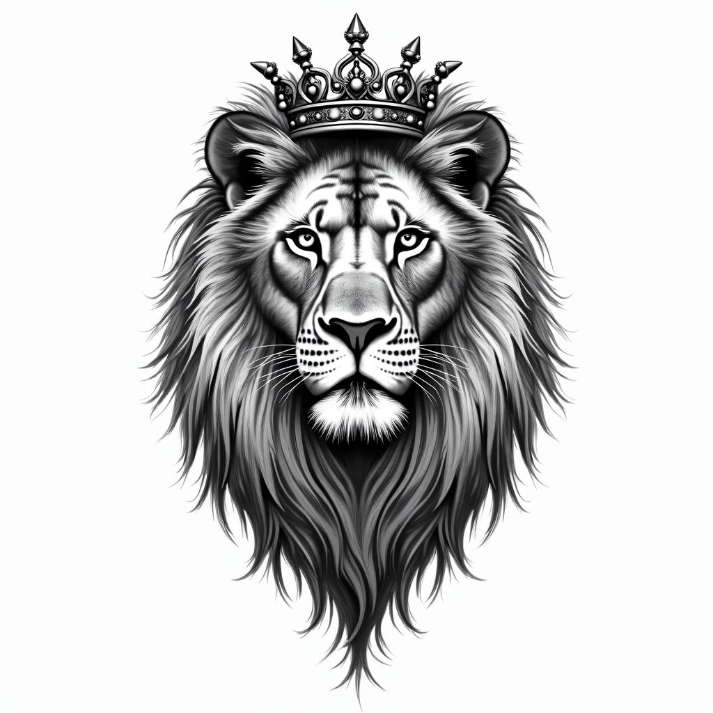 Lioness with crown on headin new school tattoo, pop culture, modern, detailed tattoo, illustrative - Variation 3