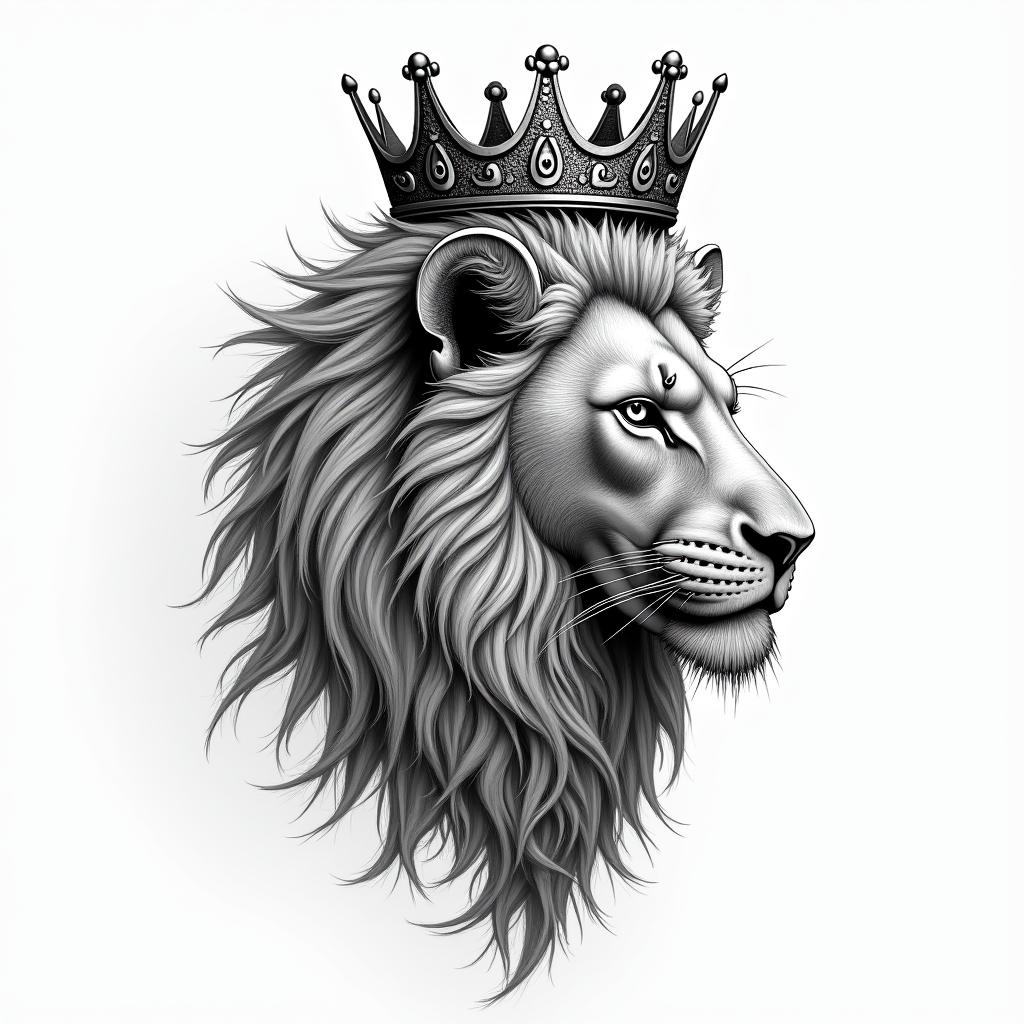 Lioness with crown on headtattoo in biomechanic style, the tattoo covered by robotic elements of futuristic cyberpunk design, robotic features detail, showcasing intricate mechanical components - Variation 8