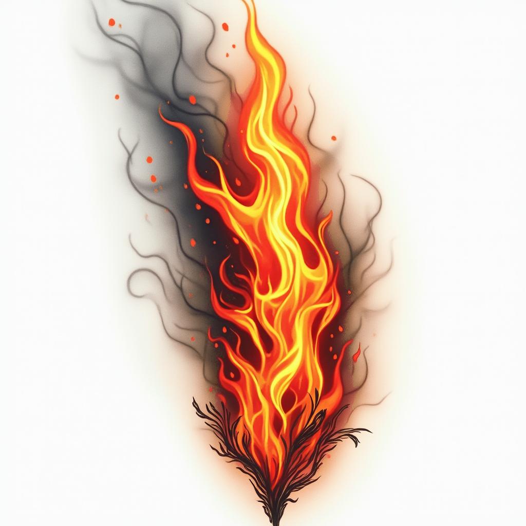 Enrique Gemini firein flame tattoo style showcasing fiery elements with dynamic flame patterns, glowing effect of flames, natural colors - Variation 2