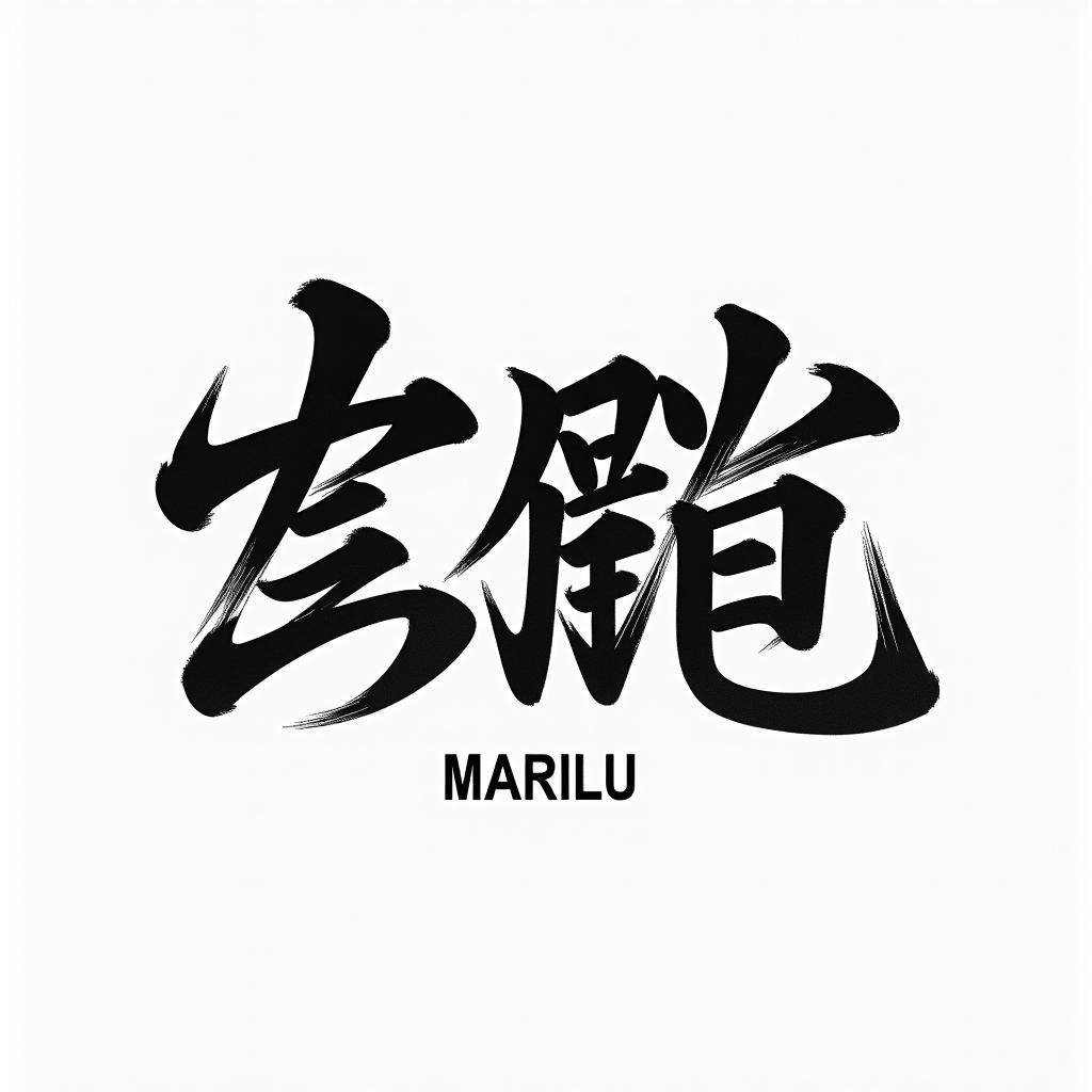 Marilutext-based tattoo, japanese font ultra-realistic, perfectly placed, high-quality font design, photo-realistic shading, 8k, high quality, finely detailed typograph