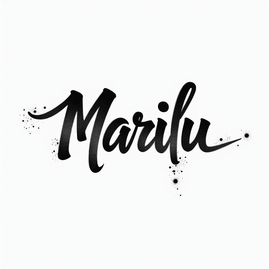 Marilutext-based tattoo, japanese font ultra-realistic, perfectly placed, high-quality font design, photo-realistic shading, 8k, high quality, finely detailed typograph - Variation 3