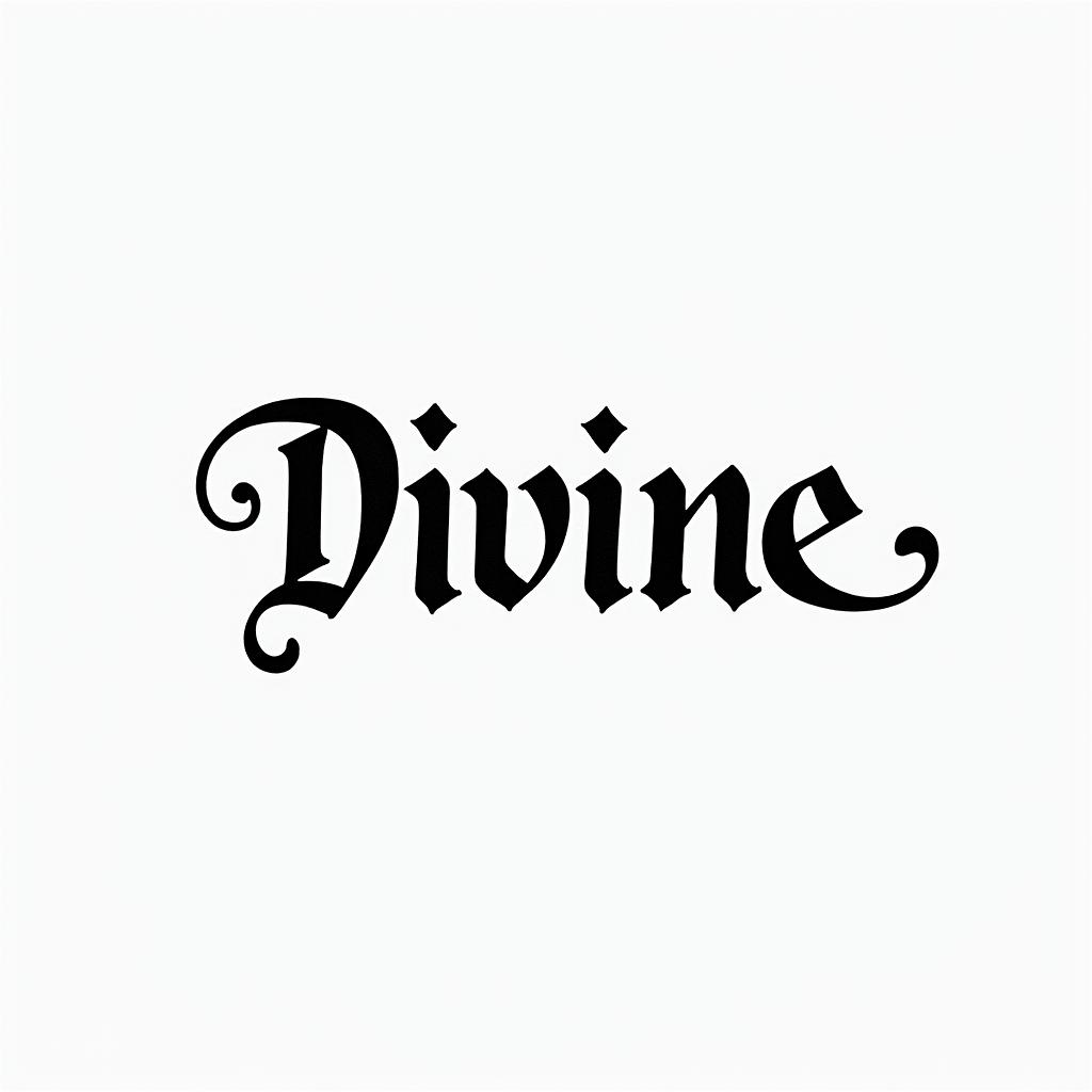 Divineminimalist text-based tattoo, Monospace font ultra-realistic, perfectly placed, high-quality font design, photo-realistic shading, 8k, high quality, finely detailed typograph - Variation 2